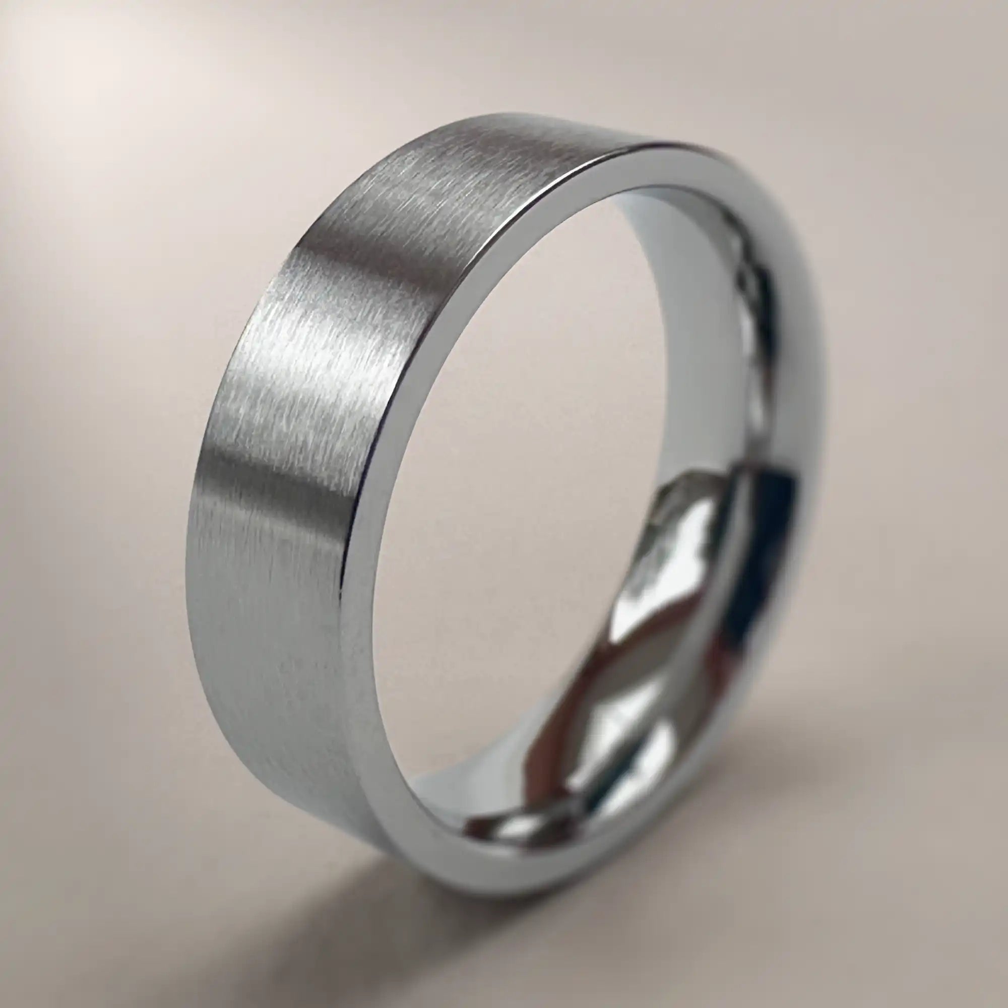 Stainless Steel (304) Brushed Flat Wedding Ring