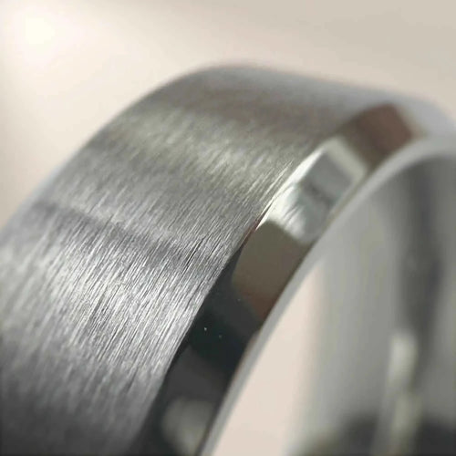 Stainless Steel (304) Brushed Beveled Wedding Ring - Bound.