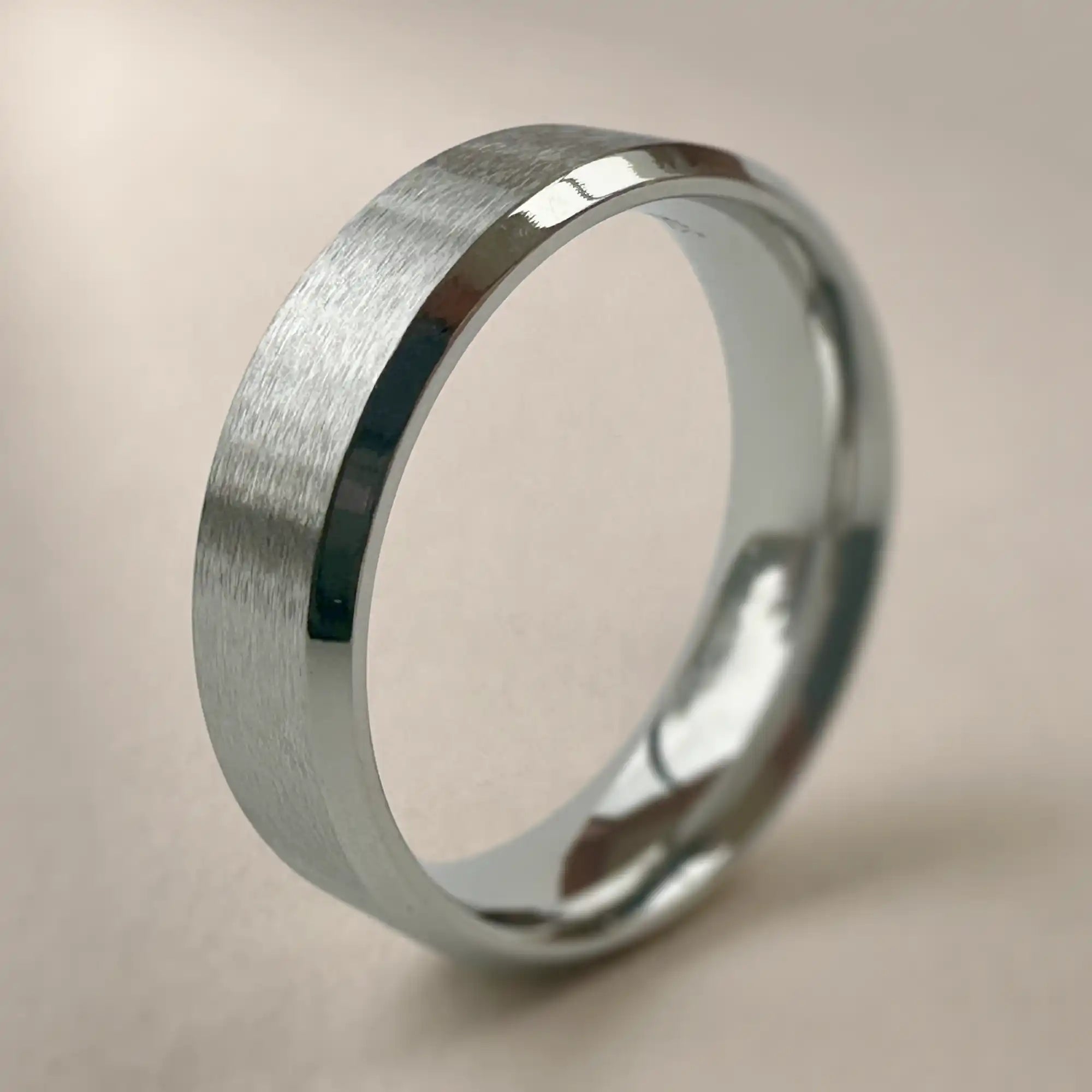 Stainless Steel (304) Brushed Beveled Wedding Ring