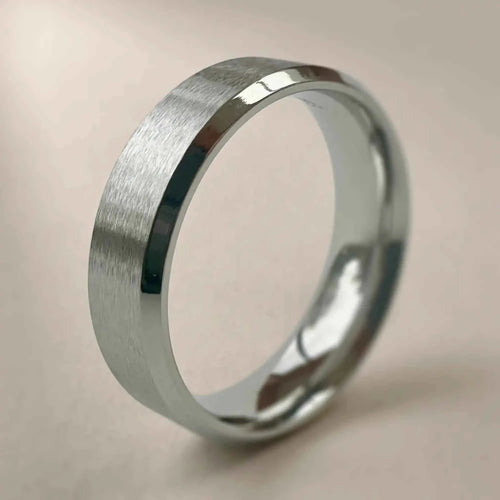 Stainless Steel (304) Brushed Beveled Wedding Ring - Bound.