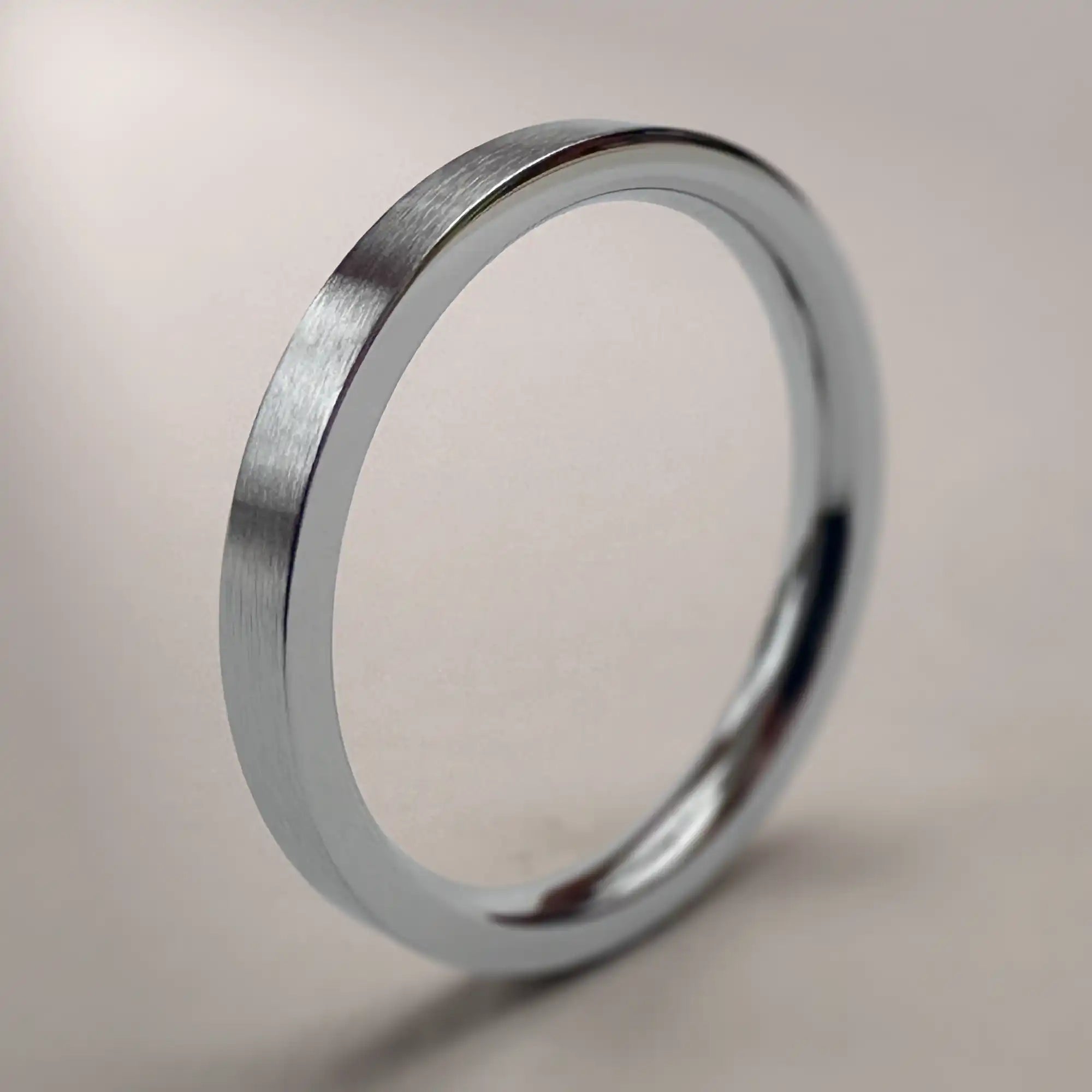Stainless Steel (304) Brushed Flat Slim Wedding Ring
