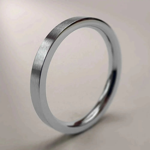 Stainless Steel (304) Brushed Flat Slim Wedding Ring - Bound.