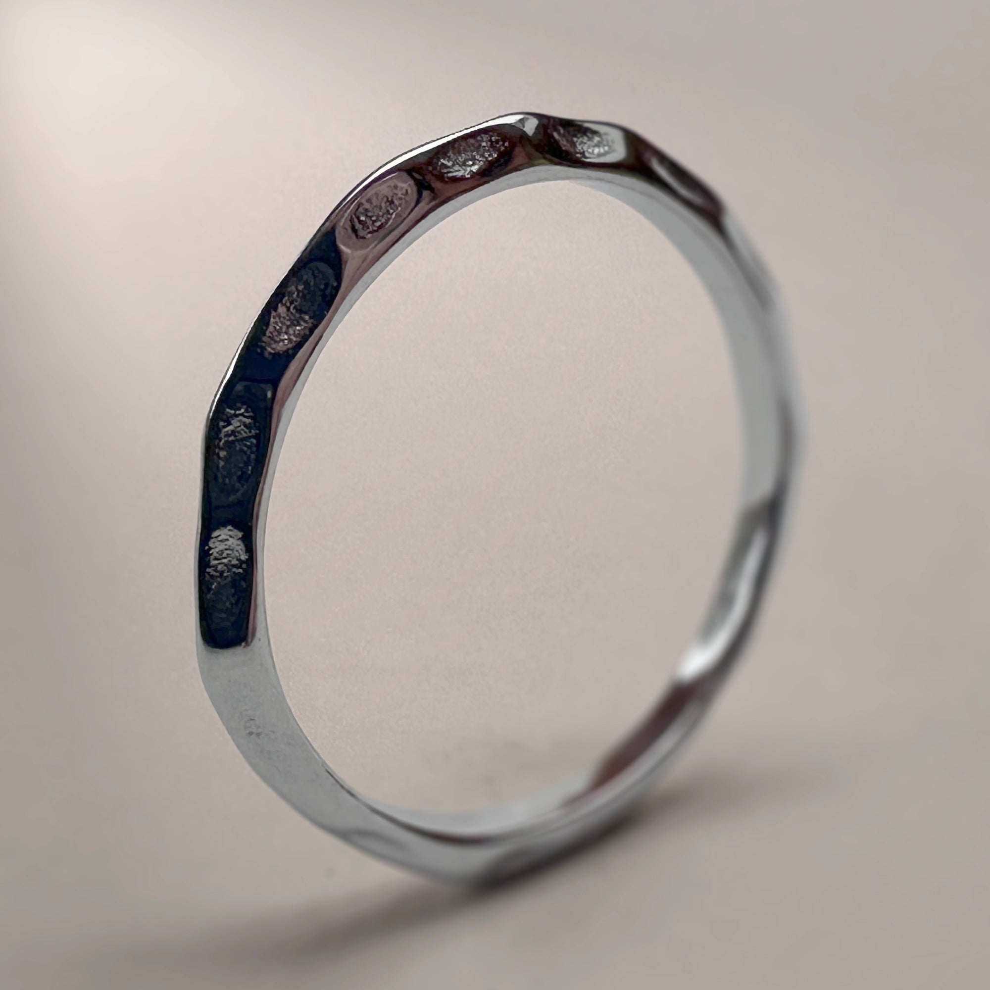 Stainless Steel (304) Hammered Court Slim Wedding Ring