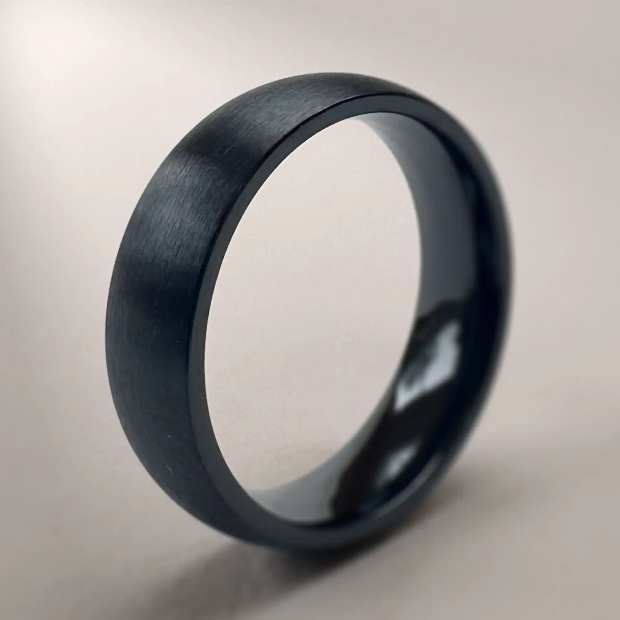 Black Zirconium Brushed Court Wedding Ring