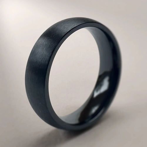 Black Zirconium Brushed Court Wedding Ring - Bound.