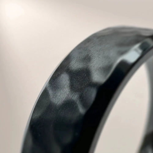Black Zirconium Hammered Wedding Ring - Bound.