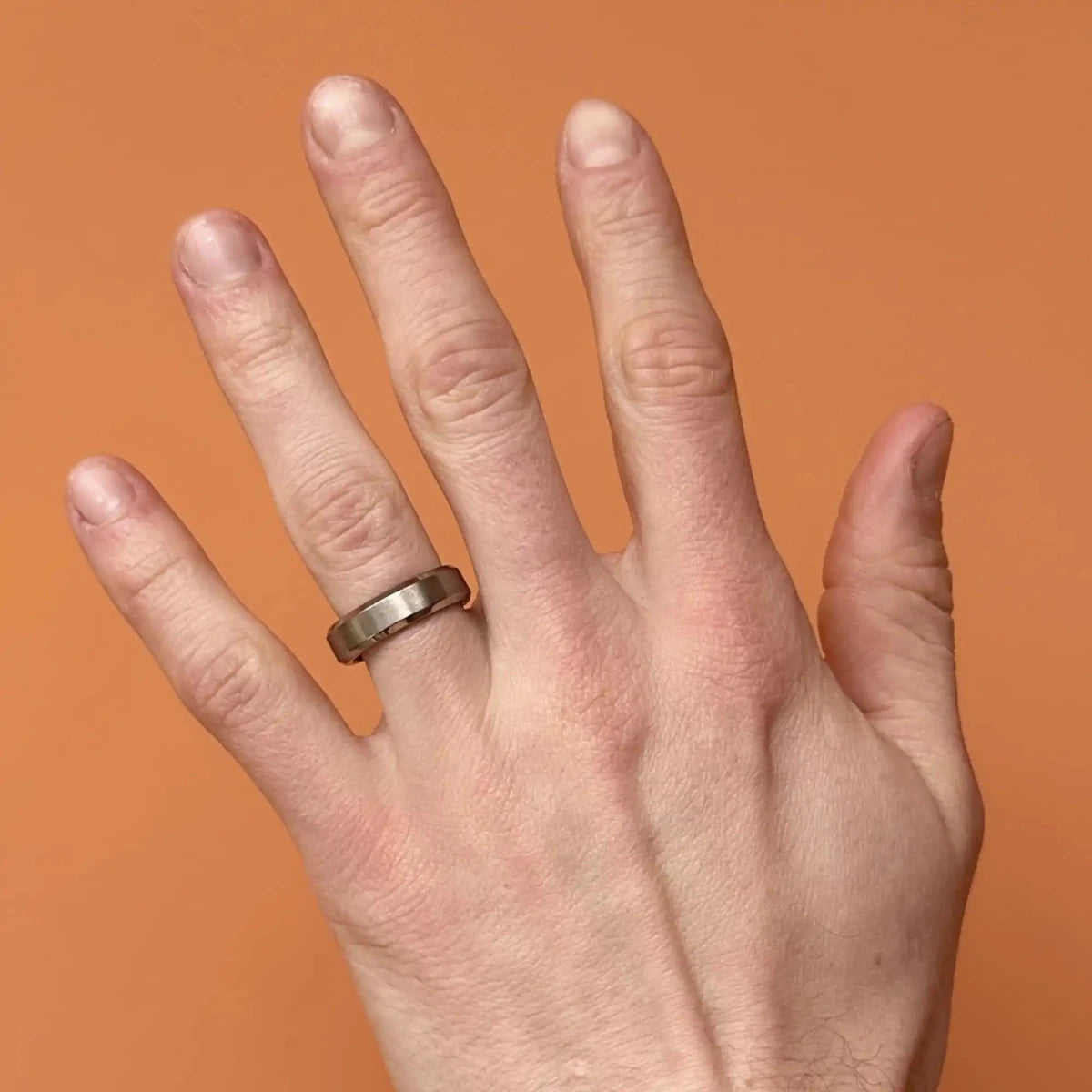 Titanium Brushed Beveled Wedding Ring - Bound.