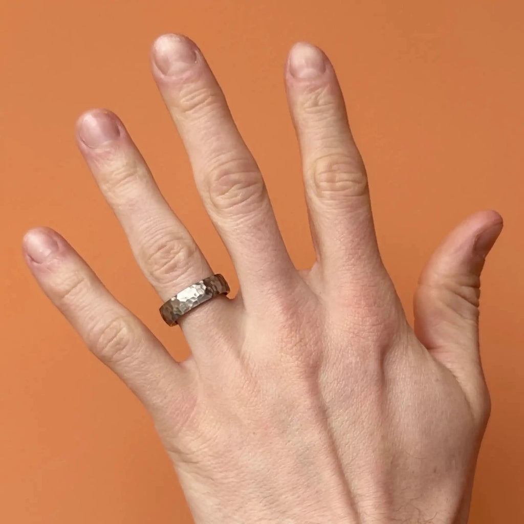 Titanium Hammered Wedding Ring - Bound.