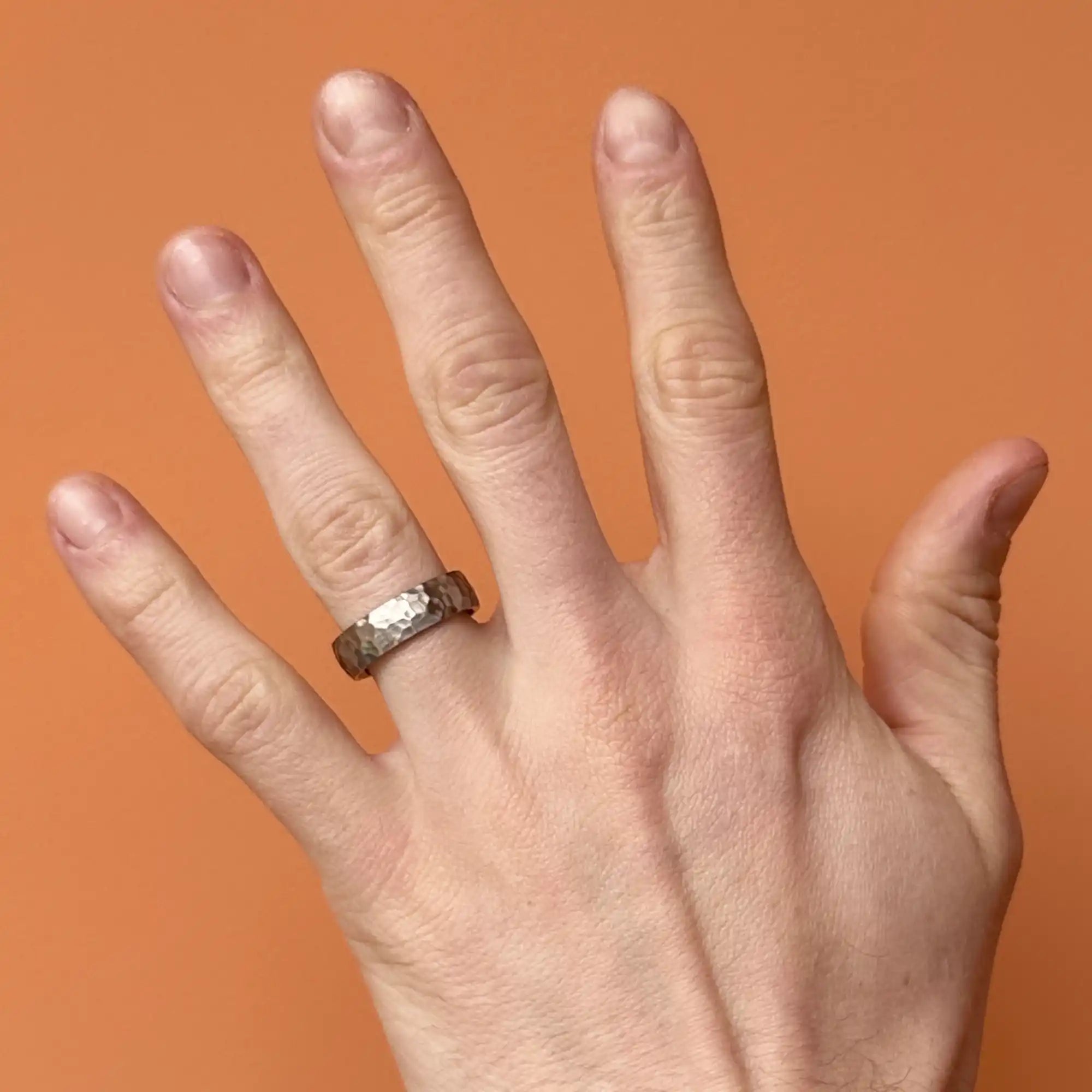 Titanium Hammered Wedding Ring