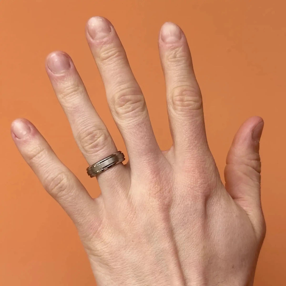 Titanium Engraved Lines Rough Brushed Wedding Ring - Bound.