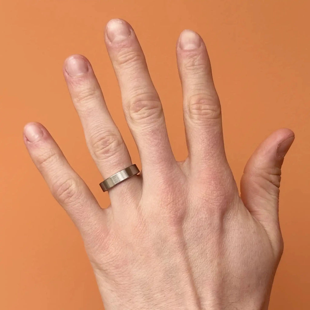 Titanium Brushed Flat Wedding Ring - Bound.