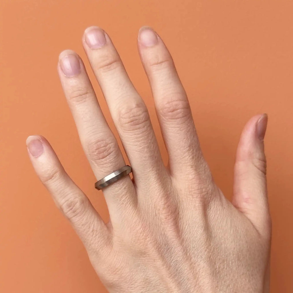 Titanium Brushed Pointed Slim Wedding Ring - Bound.
