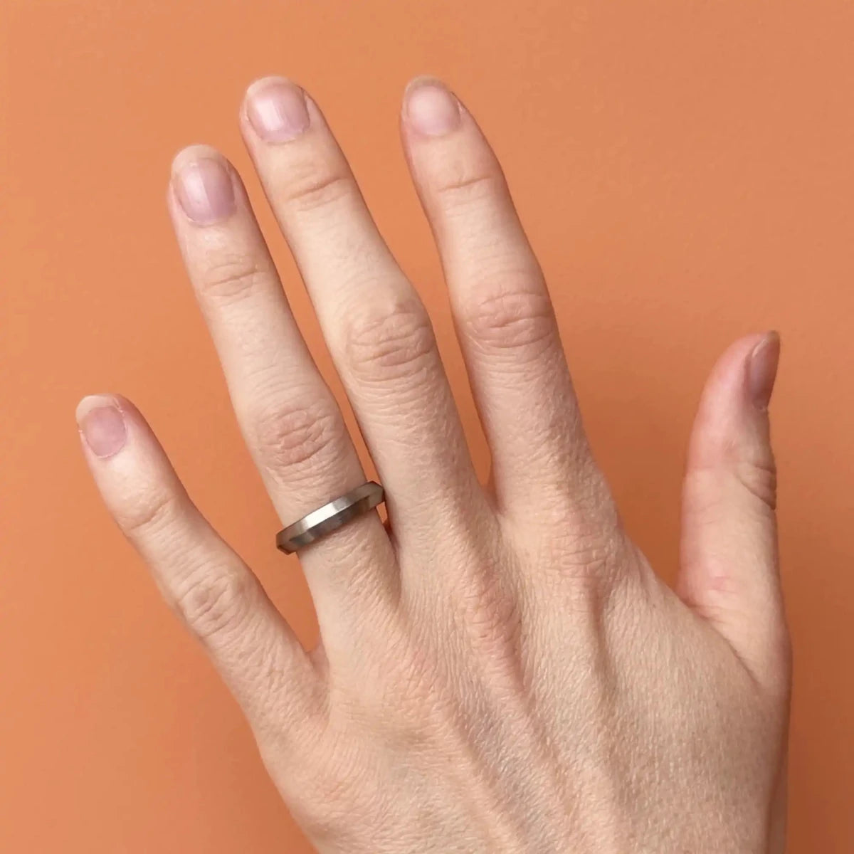 Titanium Brushed Pointed Slim Wedding Ring - Bound.