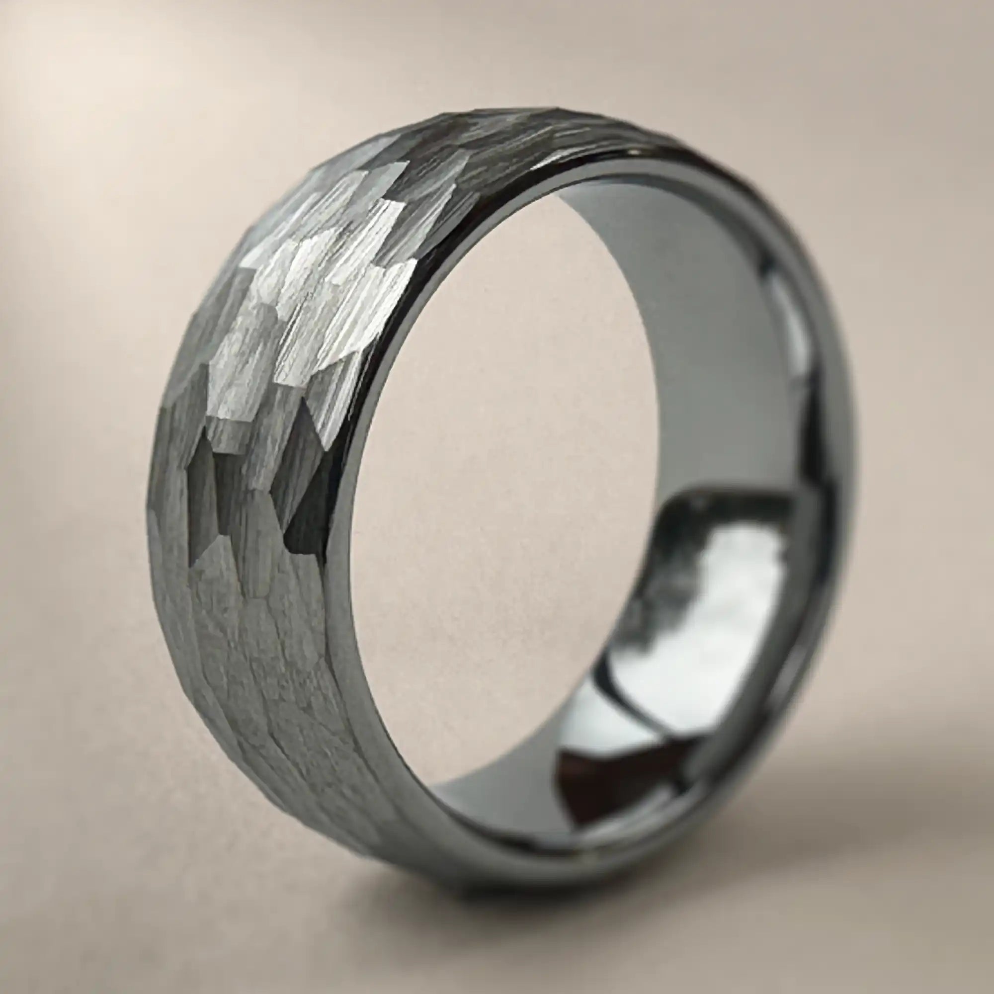 Tungsten Hammered Court Wedding Ring