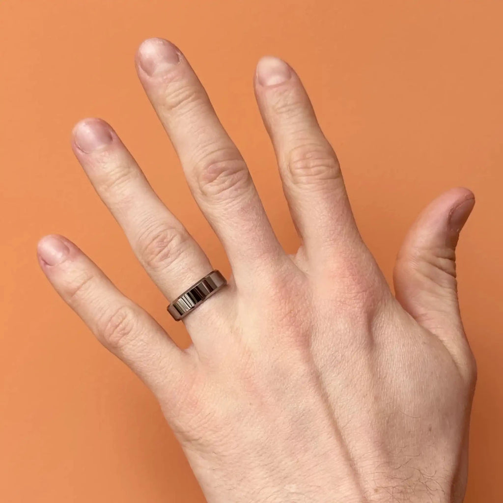 Tungsten Polished Beveled Wedding Ring - Bound.