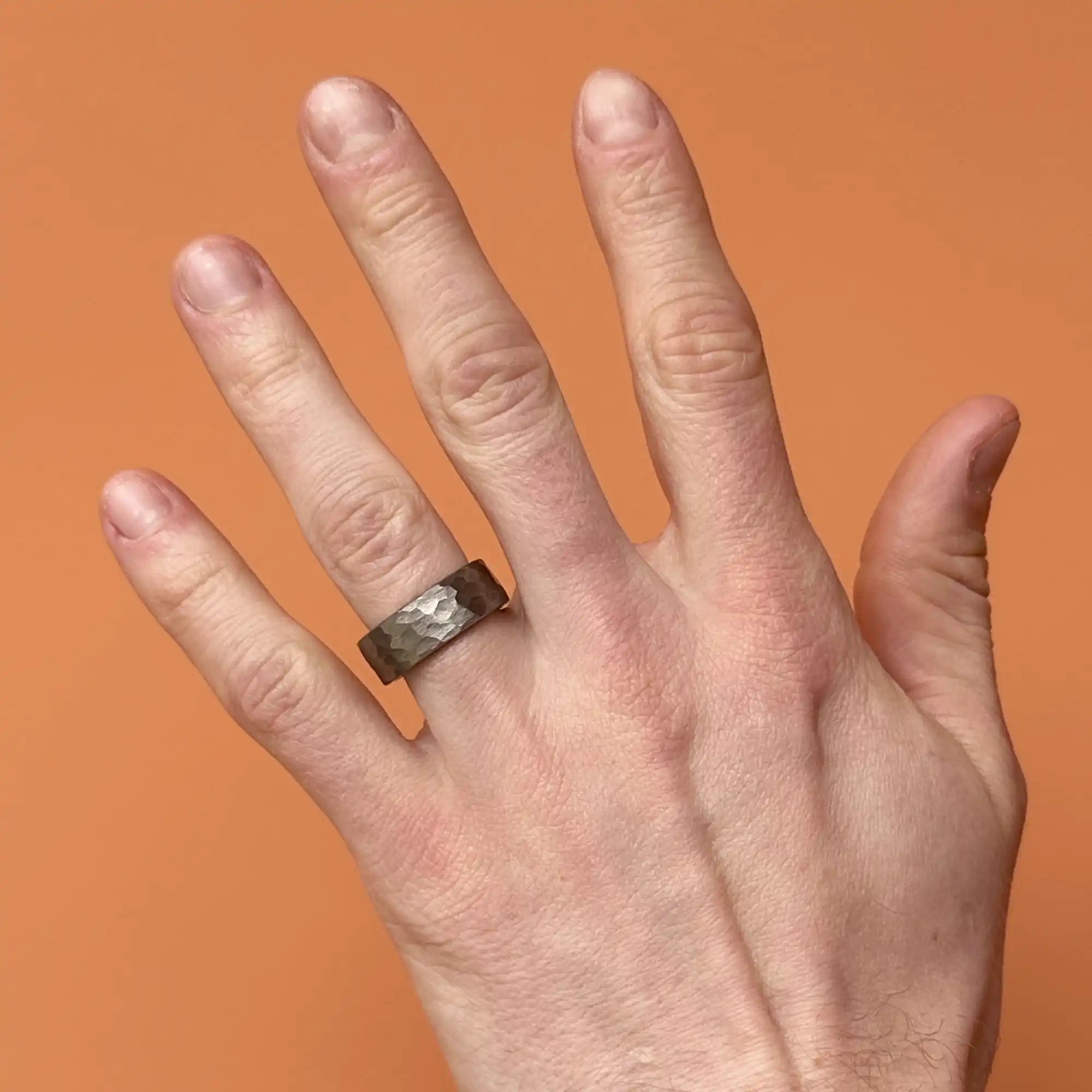 Tungsten Hammered Flat Wedding Ring