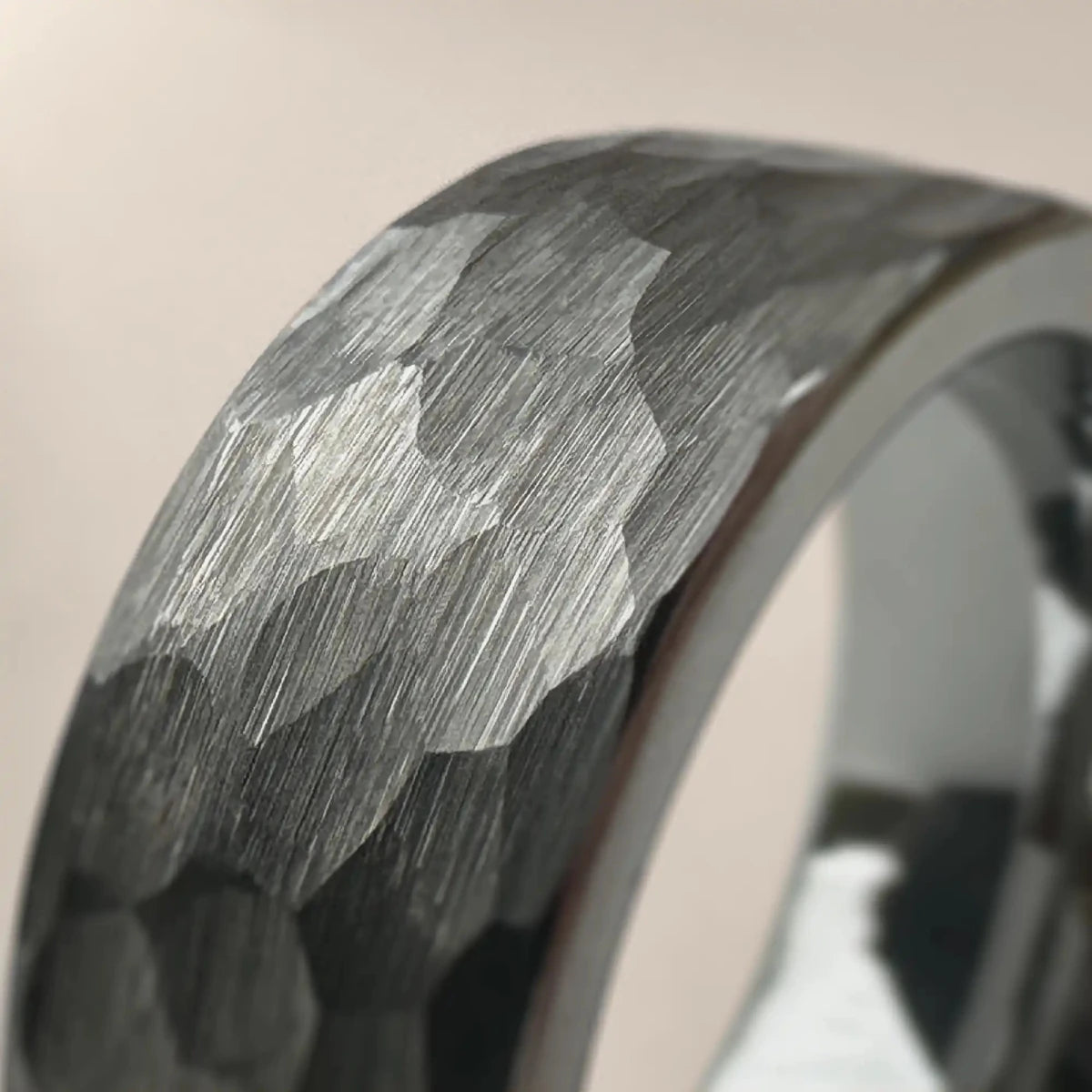 Tungsten Hammered Flat Wedding Ring - Bound.