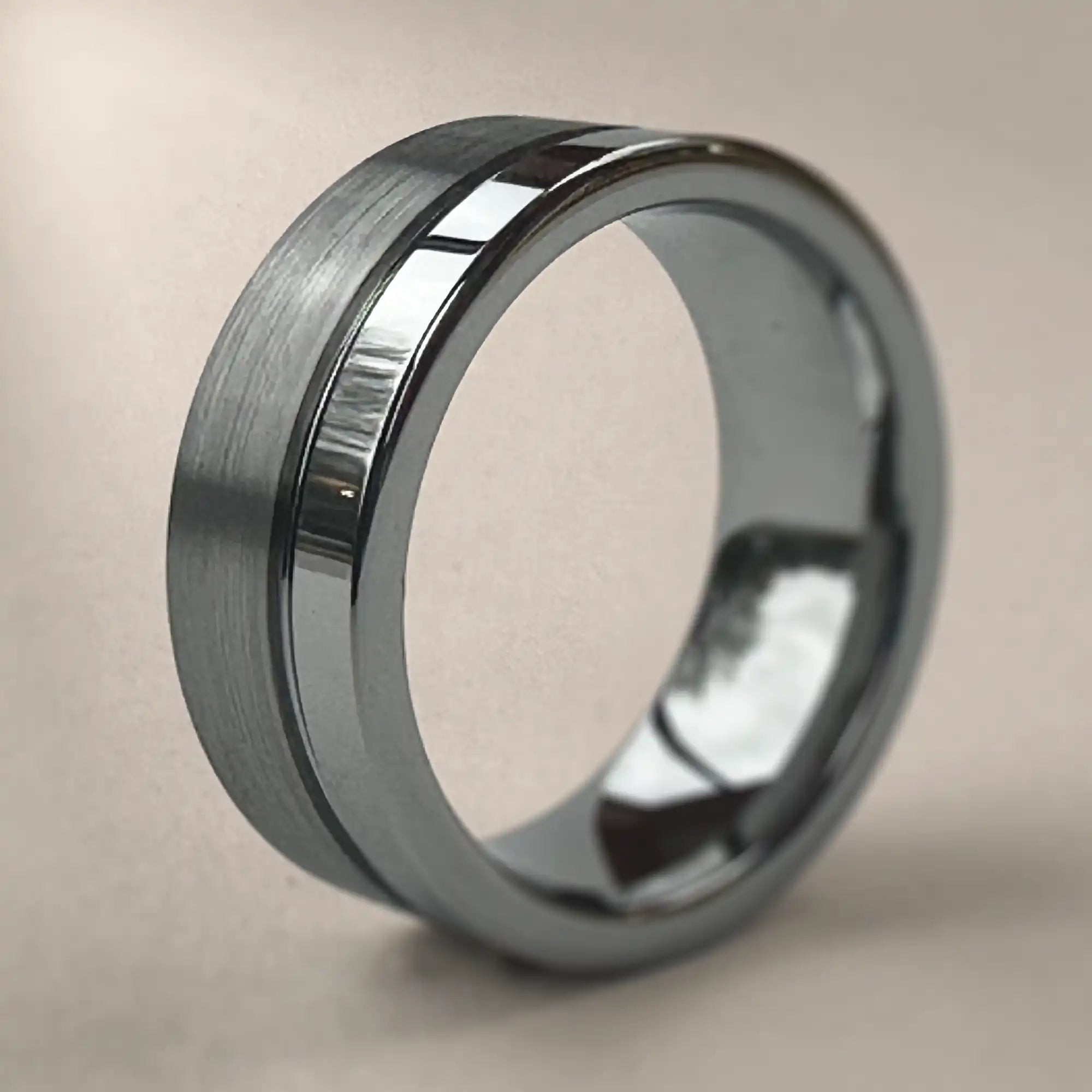 Tungsten Dual Texture Flat Wedding Ring