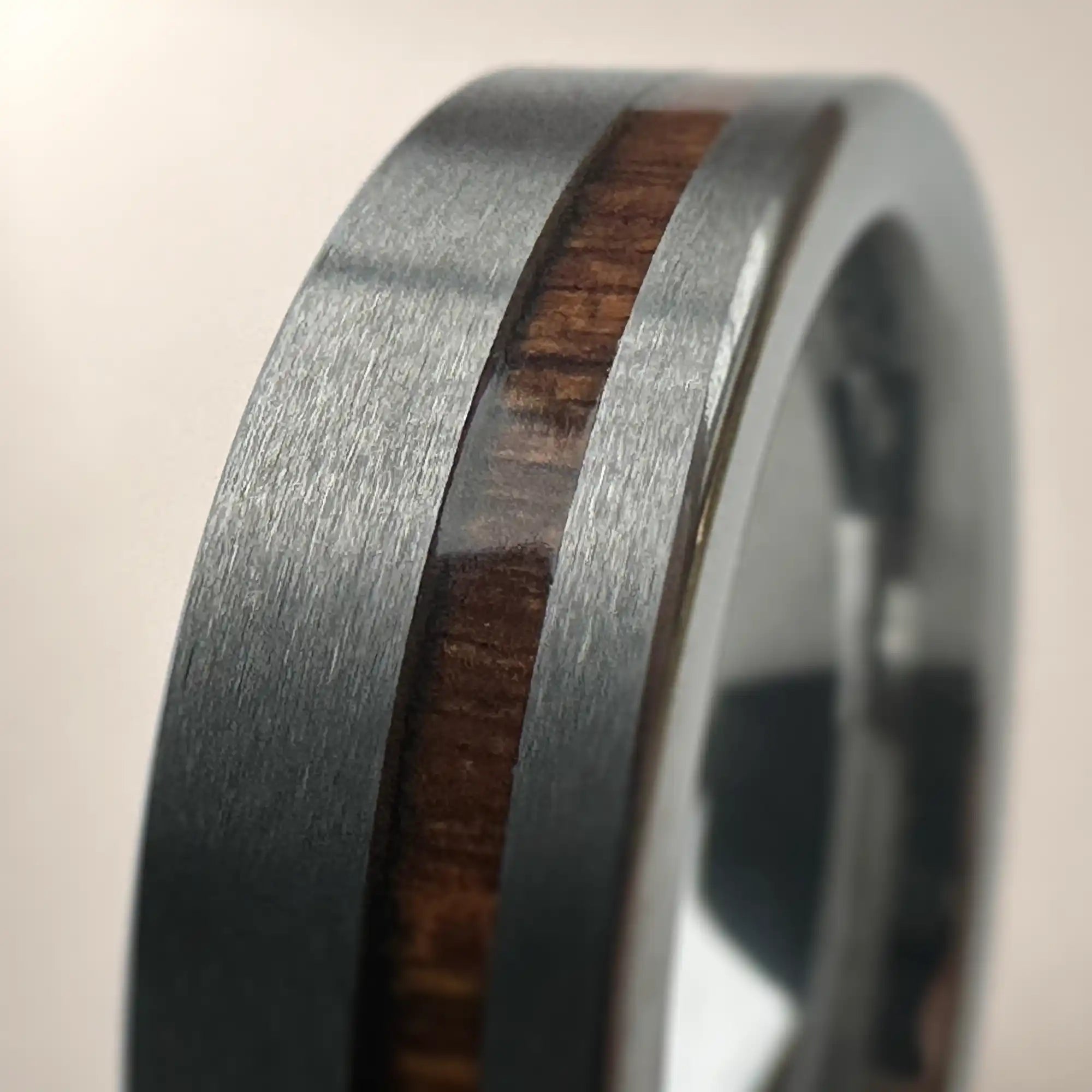 Tungsten Wood Inlay Brushed Wedding Ring